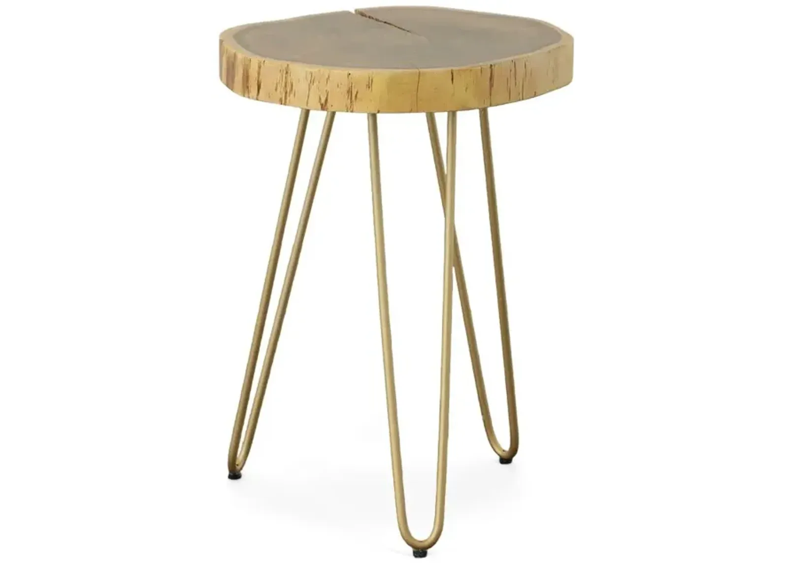 Carolina Living Seti Live Edge Accent Table - Natural Top - Gold Base