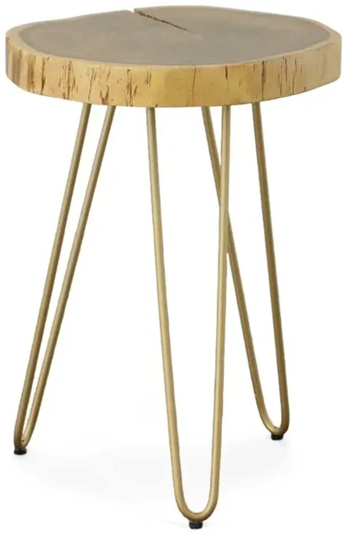 Carolina Living Seti Live Edge Accent Table - Natural Top - Gold Base