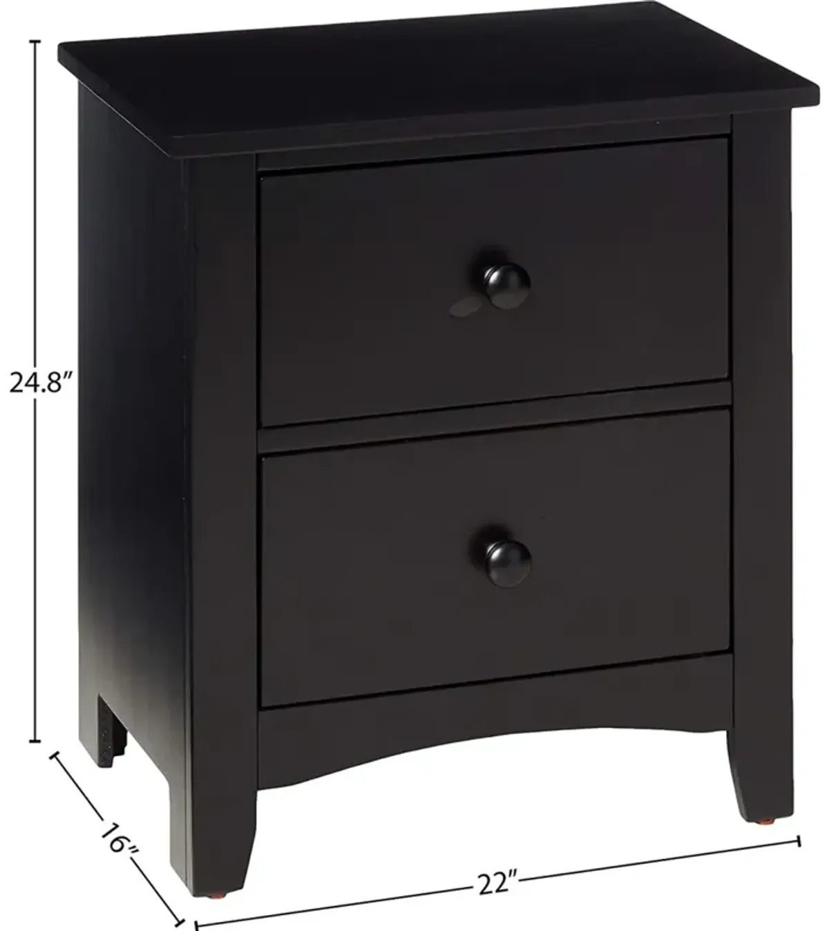 Finish Nightstand 2-Drawers Pine Veneer MDF Wooden 1 Piece Modern Nightstand