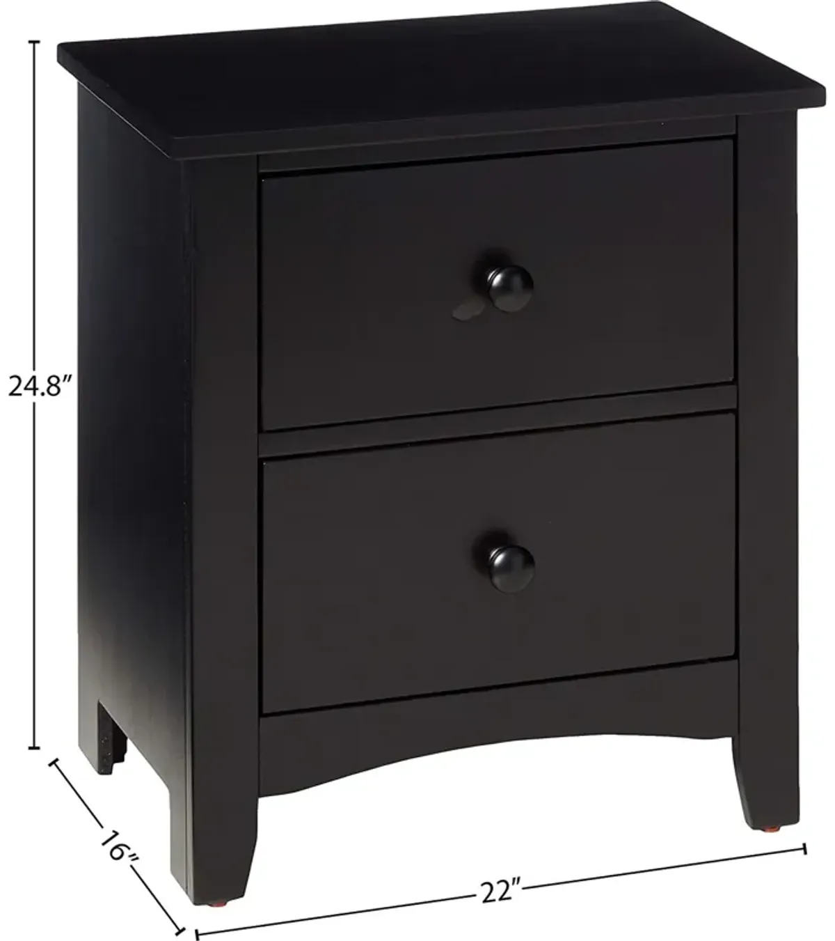 Finish Nightstand 2-Drawers Pine Veneer MDF Wooden 1 Piece Modern Nightstand