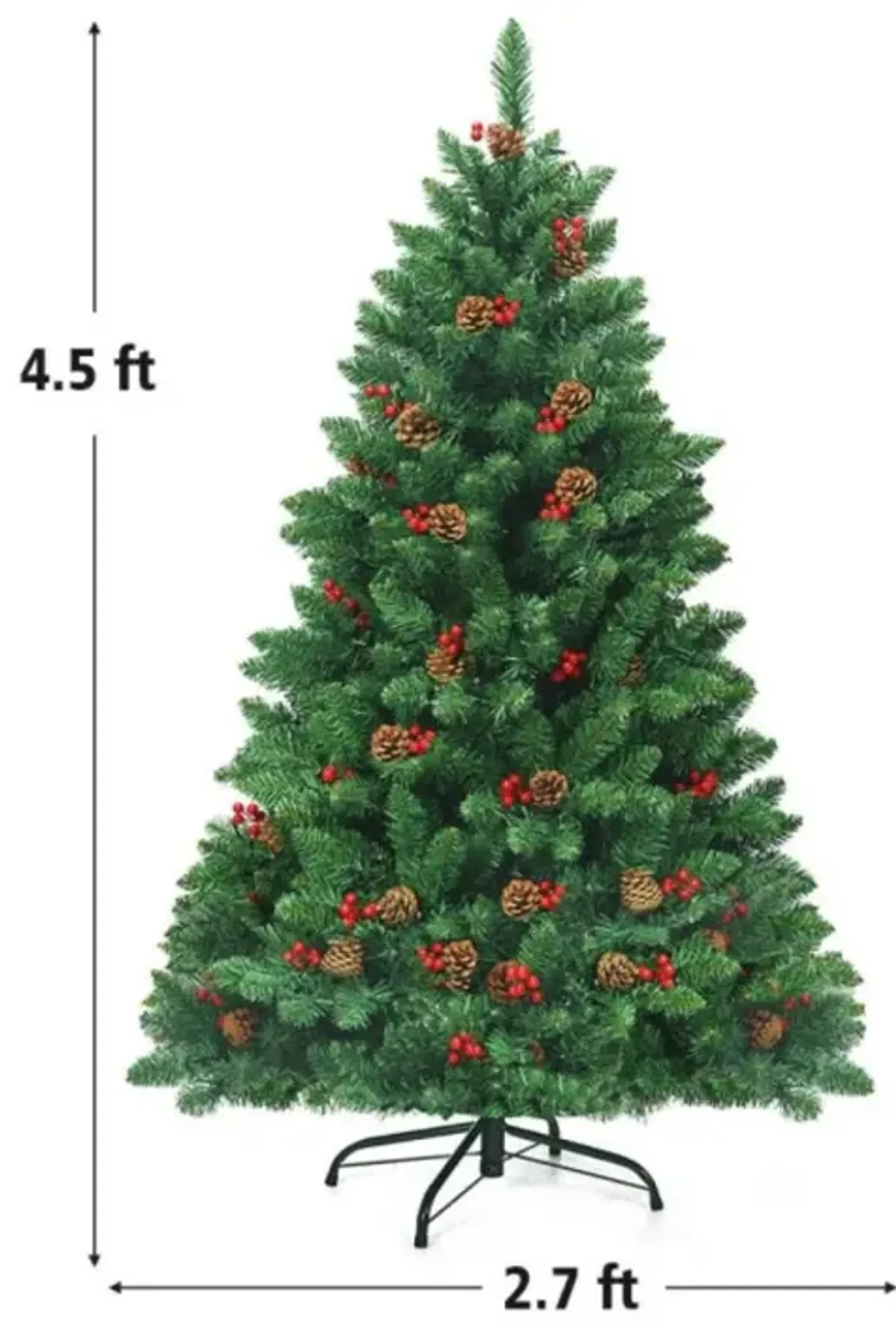 Hivvago 4.5 Feet Pre-lit Hinged Christmas Tree with 300 LED Lights