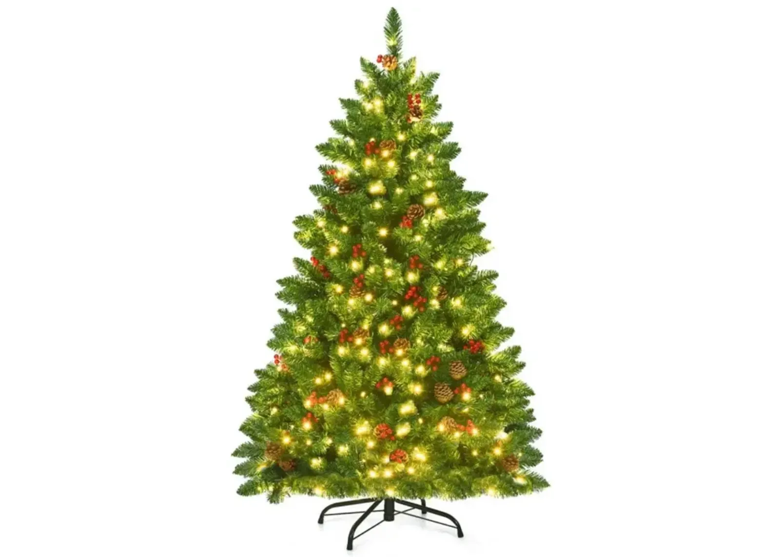 Hivvago 4.5 Feet Pre-lit Hinged Christmas Tree with 300 LED Lights