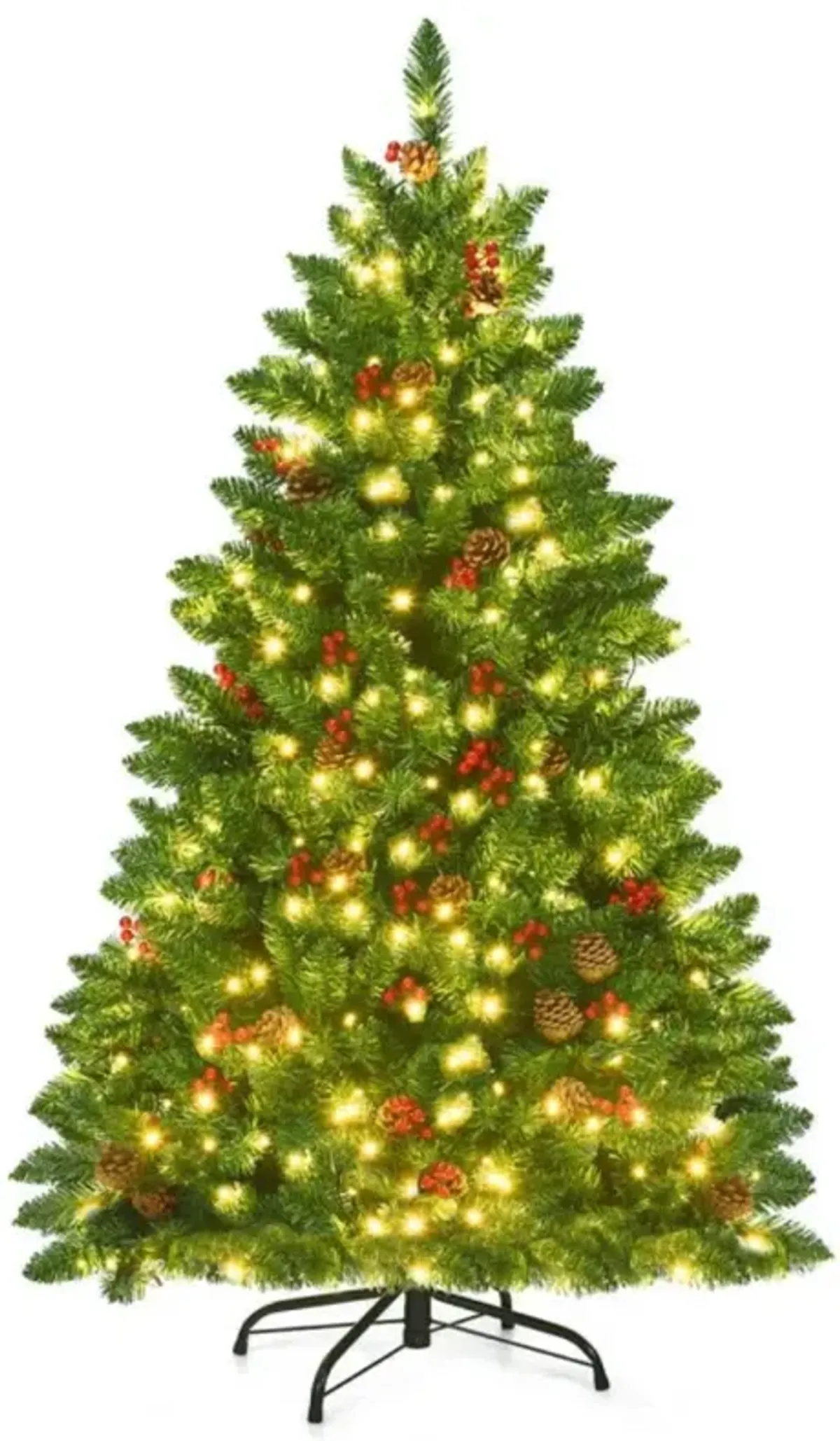 Hivvago 4.5 Feet Pre-lit Hinged Christmas Tree with 300 LED Lights