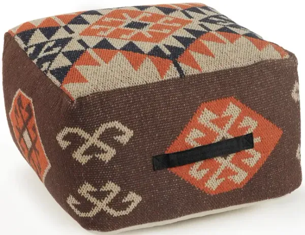 18" Brown Cotton Blend Ottoman