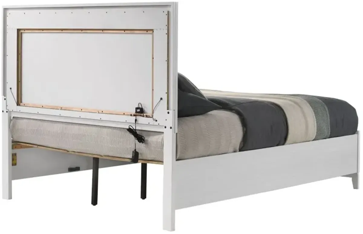 Haiden Queen Bed with Storage LED & White Finish