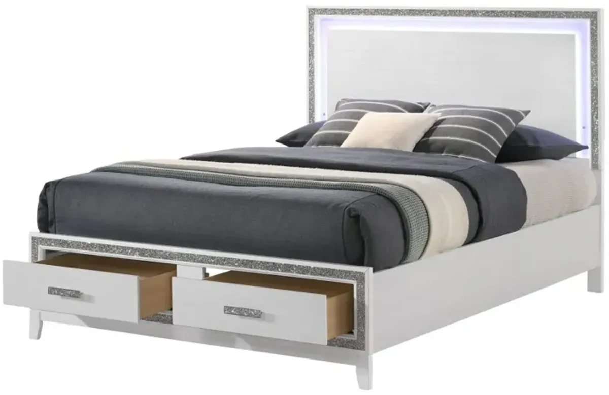 Haiden Queen Bed with Storage LED & White Finish