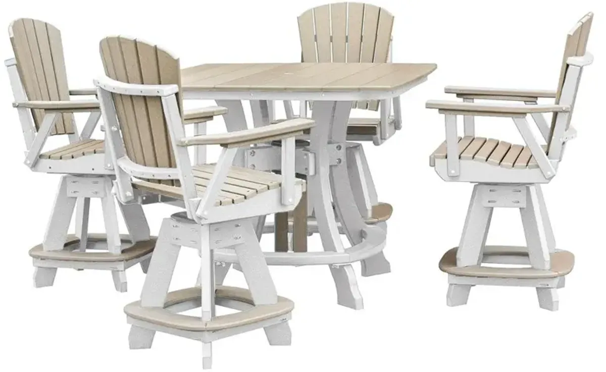 OS Home and Office Model 44S-C-WWWT Counter Height Square Table in Weatherwood with White Base