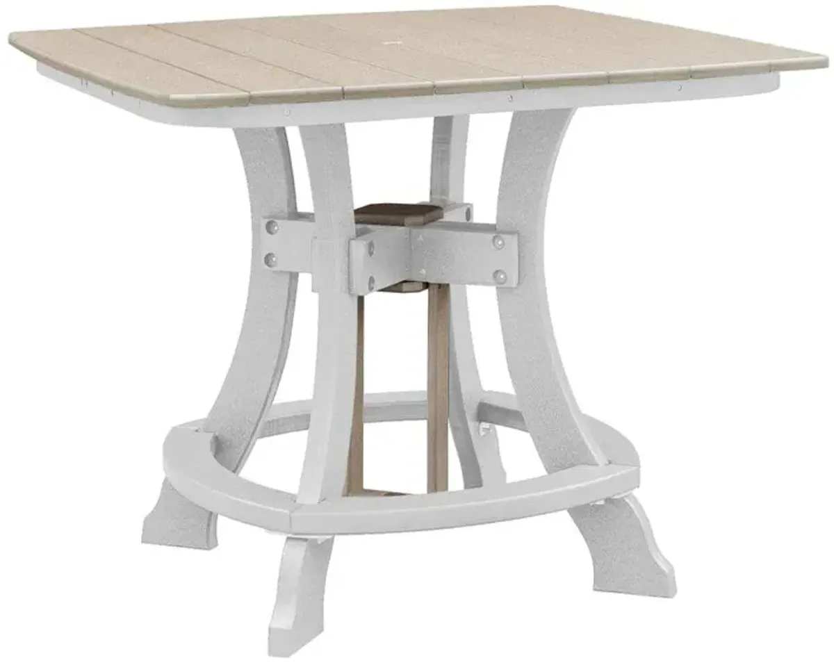 OS Home and Office Model 44S-C-WWWT Counter Height Square Table in Weatherwood with White Base