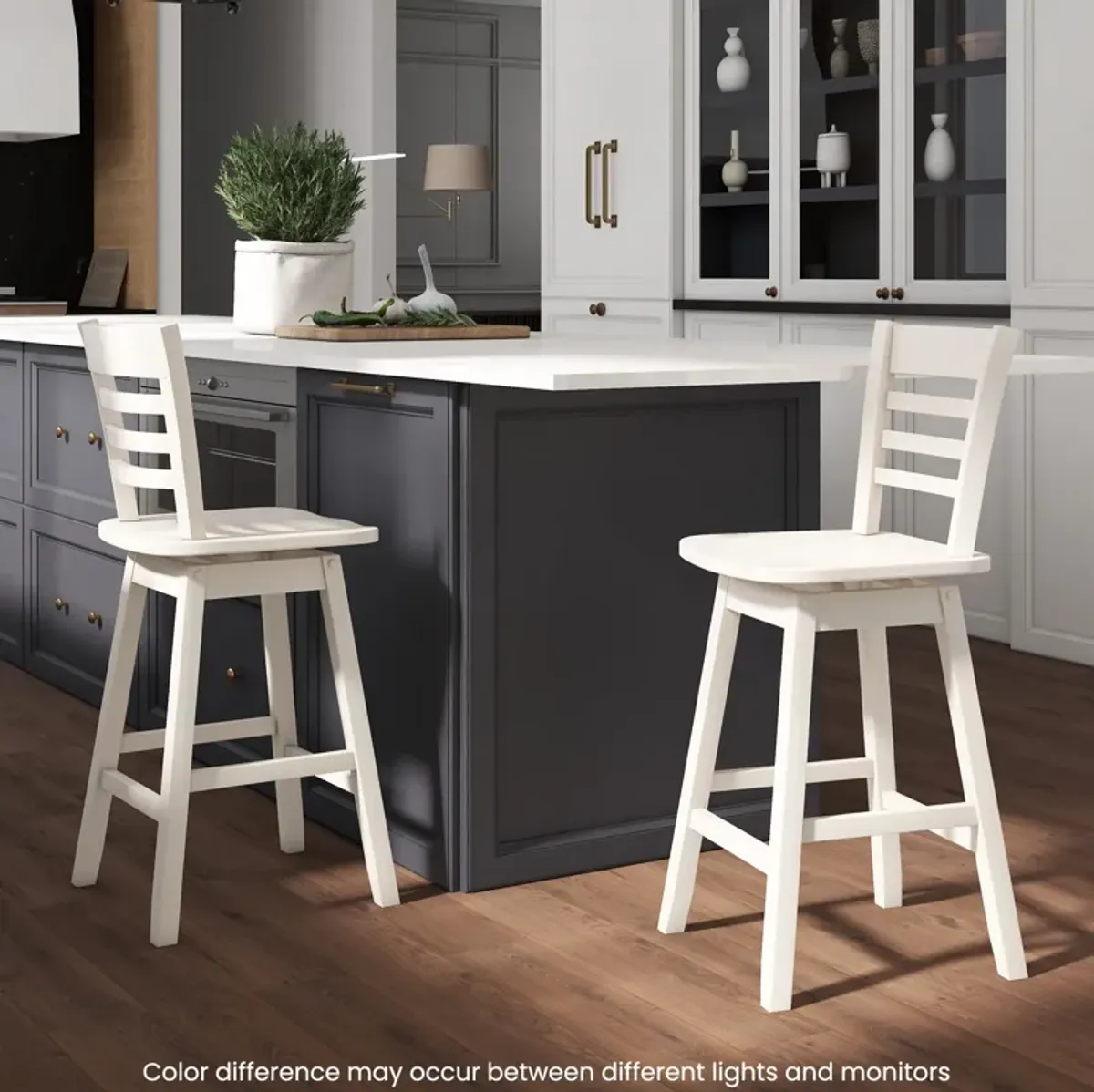 Set of 2 Counter Height Barstools with Footrest Perfect for Kitchen Island or Bar Use