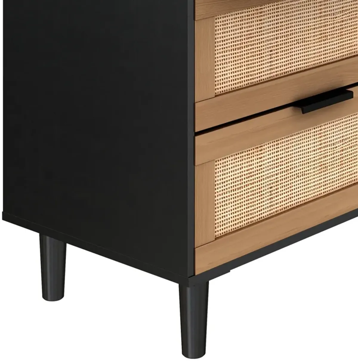 6 Drawers Rattan Dresser Rattan Drawer, Bedroom, Living Room (Black)