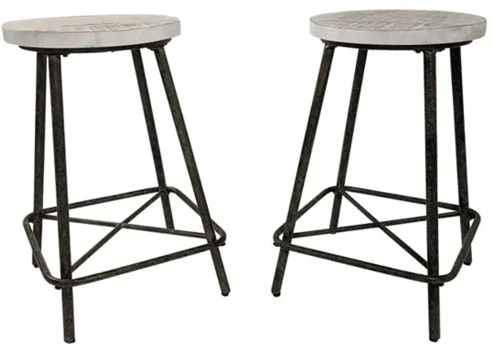 Carolina Living Illona 24 Counter Stool - Set of 2 - Natural Driftwood Seat - Aged Iron Base