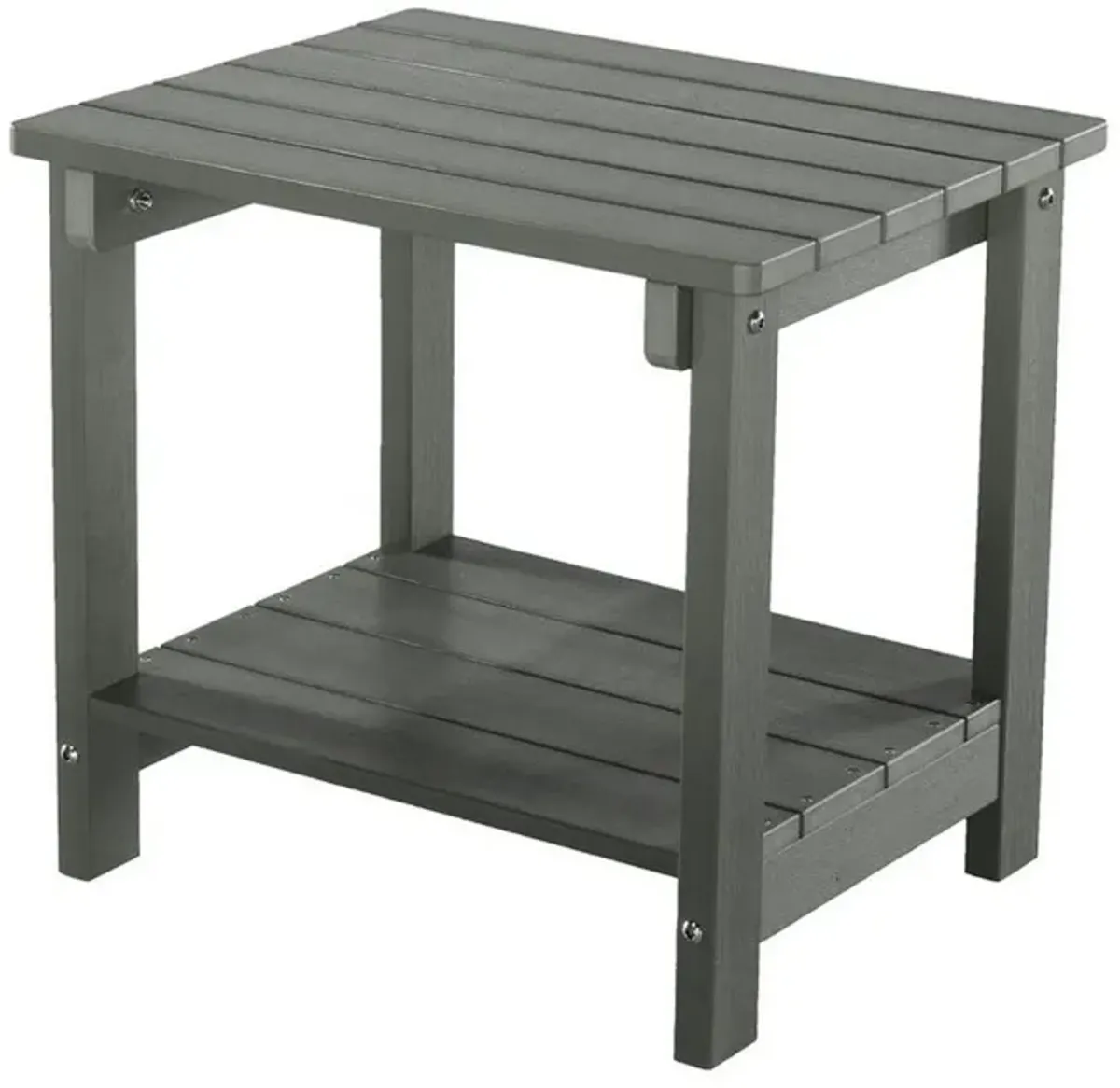 West Outdoor Patio End Table with Shelf, 16 Inch, Modern Wood Style Gray