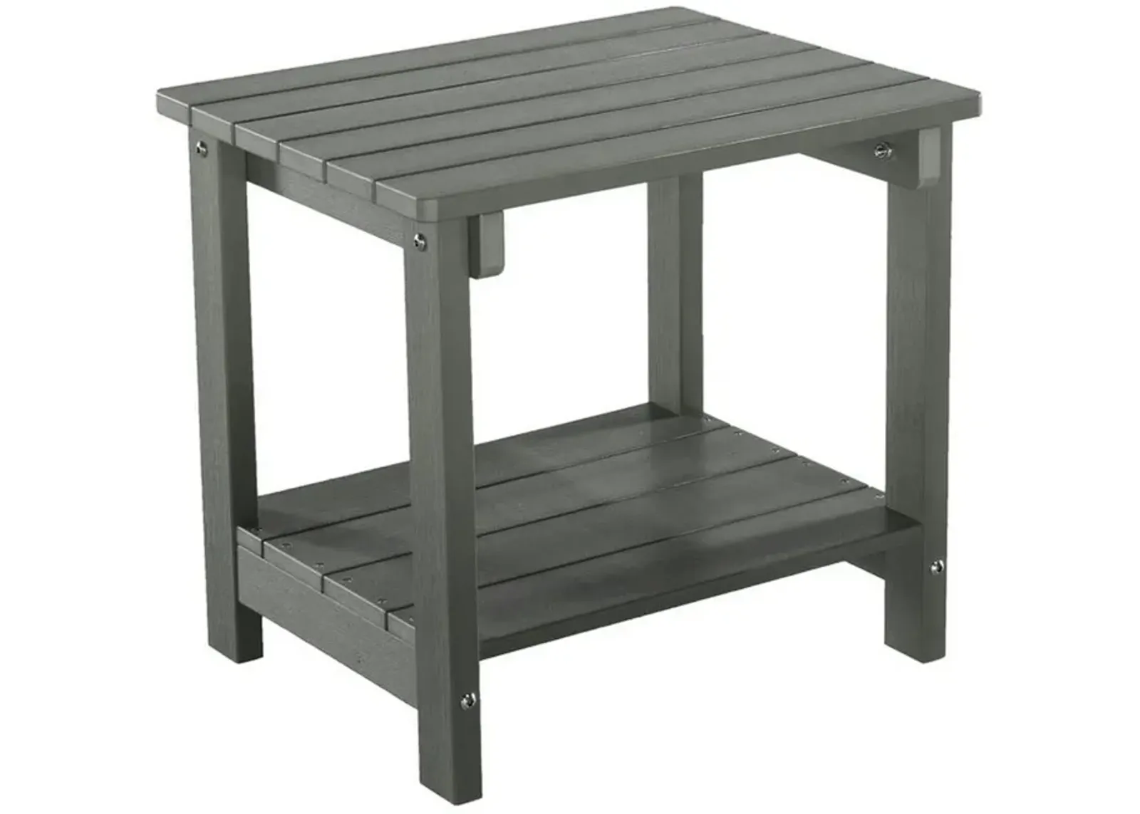 West Outdoor Patio End Table with Shelf, 16 Inch, Modern Wood Style Gray