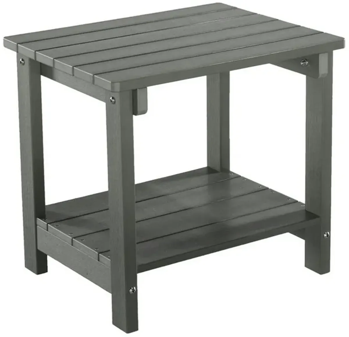 West Outdoor Patio End Table with Shelf, 16 Inch, Modern Wood Style Gray