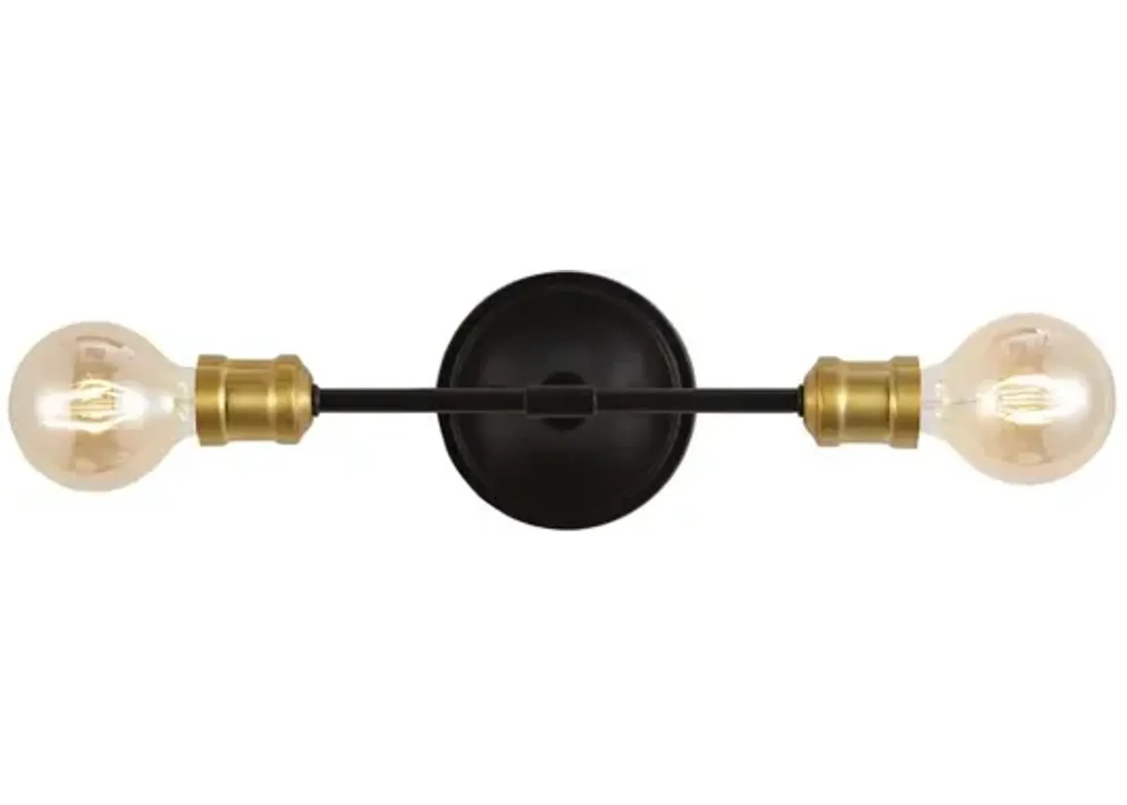 Jaxon 13.25" 2-Light Industrial Farmhouse Iron LED Vanity, Oil Rubbed Bronze/Brass Gold