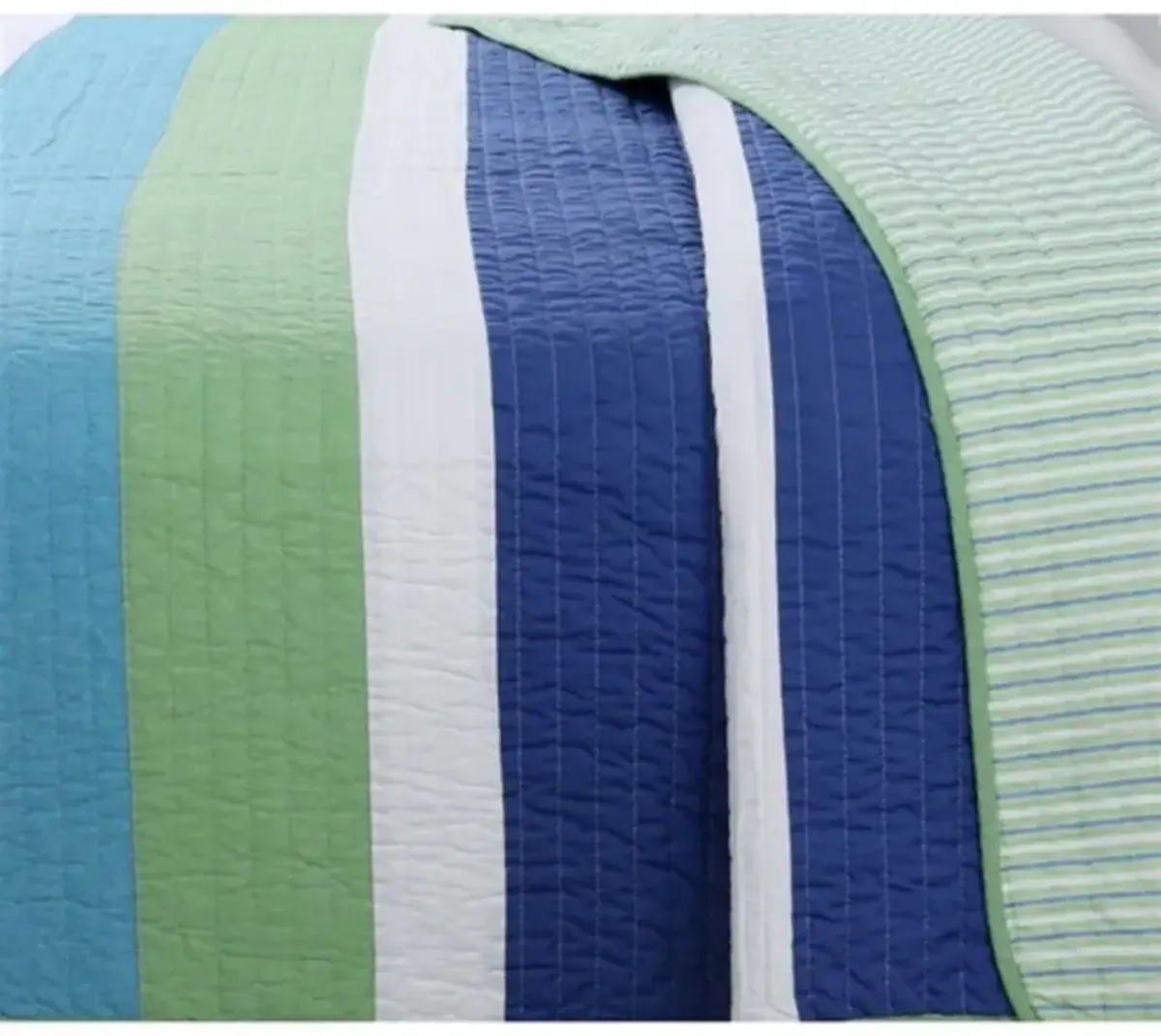 100 Percent Cotton Stripe Quilt Set Reversible Bedspread with Pillow Shams