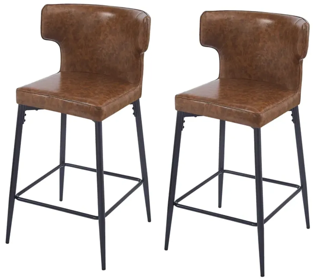 Merax Modern PU Leather Upholstered Bar Stools 2 Pieces