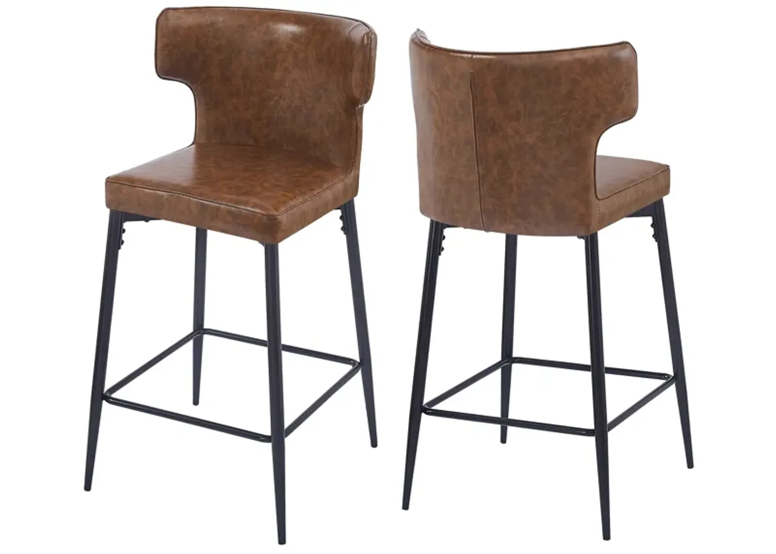 Merax Modern PU Leather Upholstered Bar Stools 2 Pieces