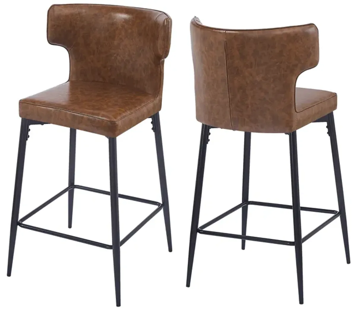 Merax Modern PU Leather Upholstered Bar Stools 2 Pieces