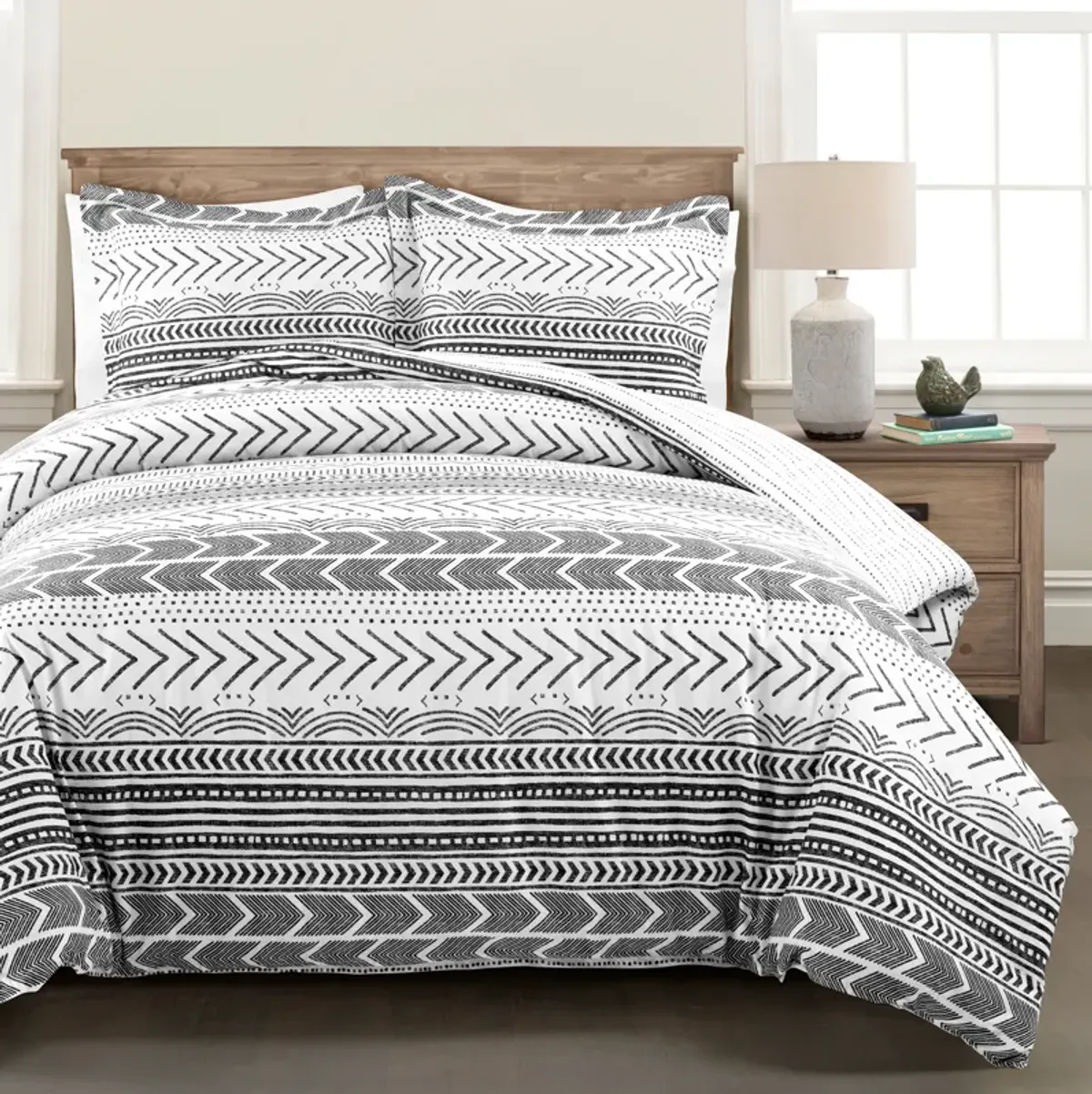 Hygge Geo Reversible Cotton Duvet Cover  3Pc Set