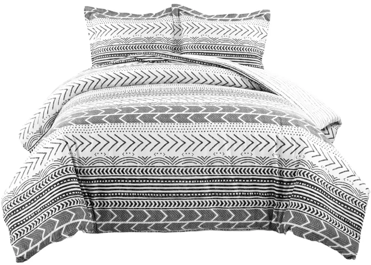 Hygge Geo Reversible Cotton Duvet Cover  3Pc Set