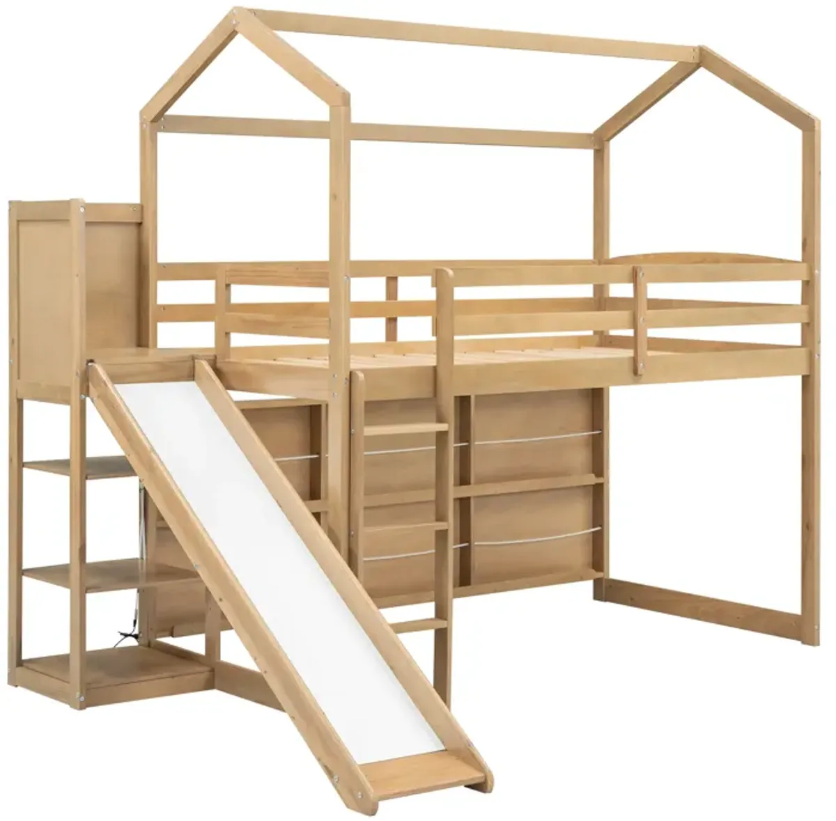 Merax Wood House Loft bed with Slide