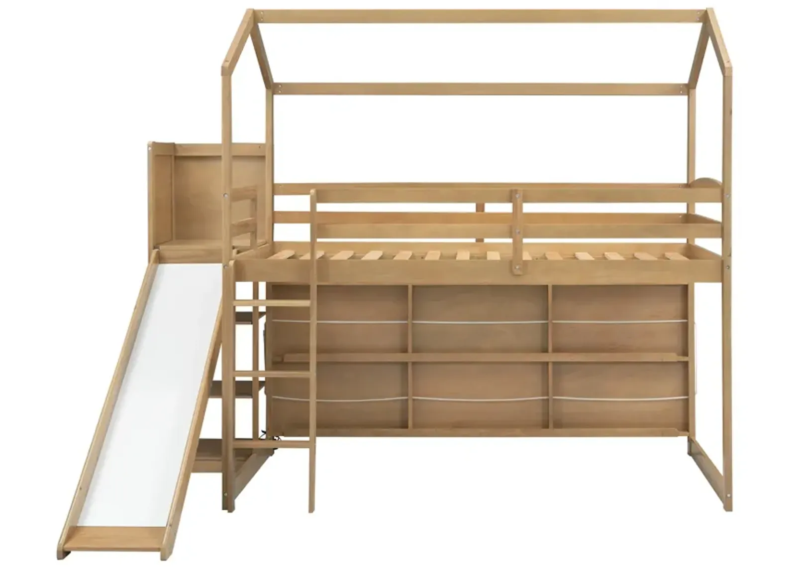 Merax Wood House Loft bed with Slide