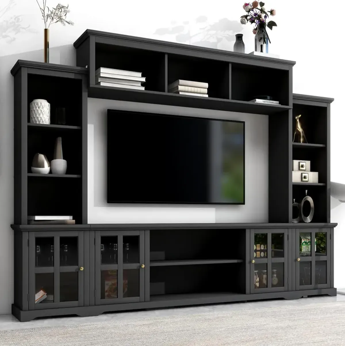 Streamdale Minimalist TV Stand with Glass Door, for TVs up to 70"