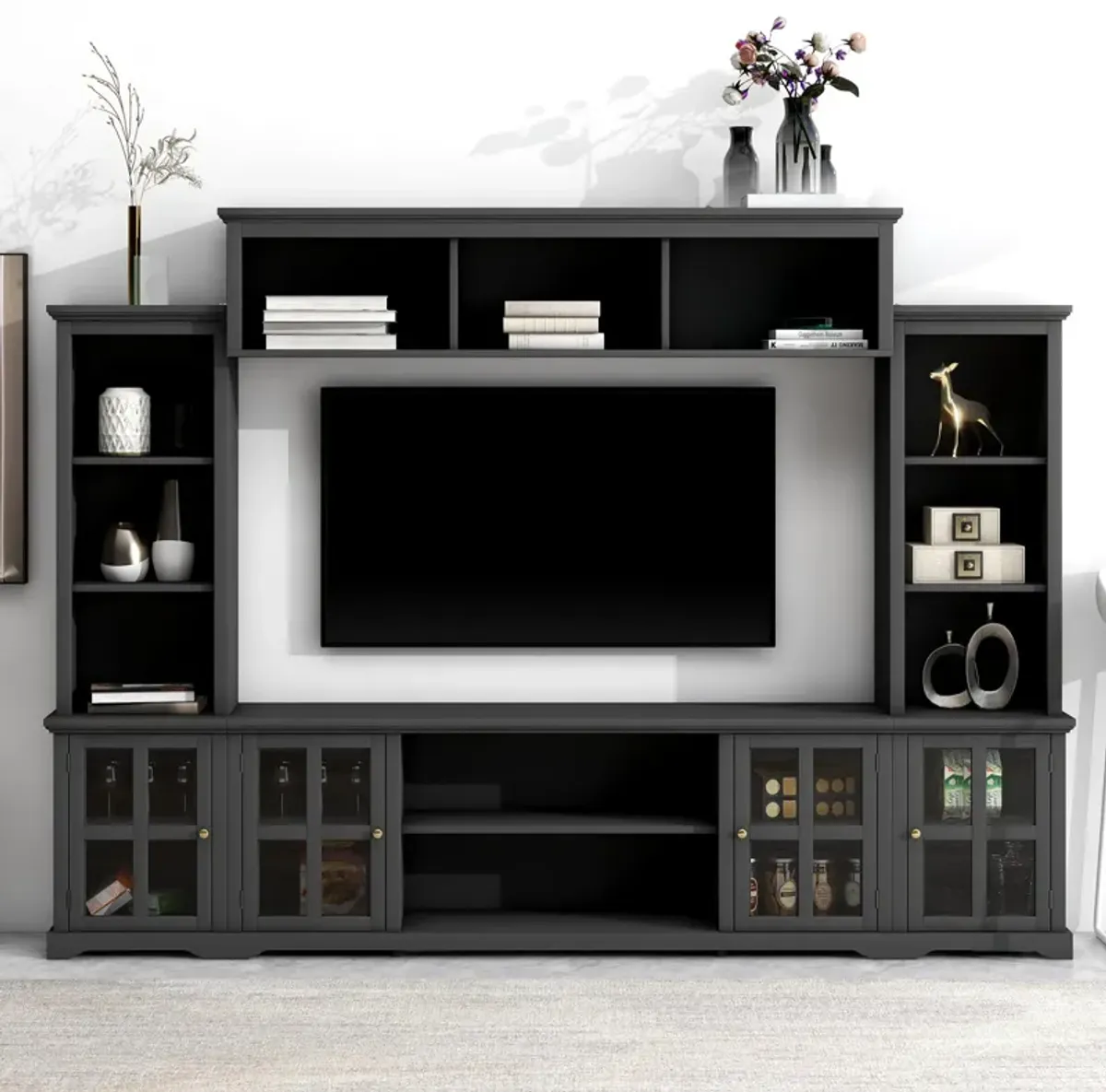 Streamdale Minimalist TV Stand with Glass Door, for TVs up to 70"