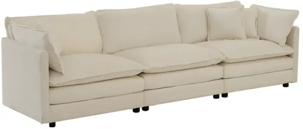Gewnee Mid-Century Modern Couch 3-Seater Sofa, Beige