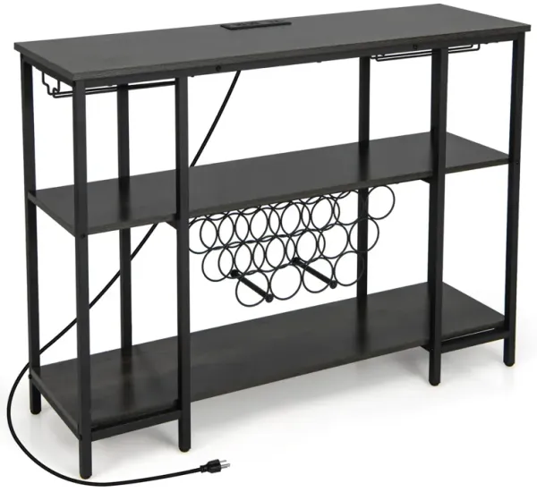Industrial Wine Rack Wine Bar Cabinet with Storage Shelves