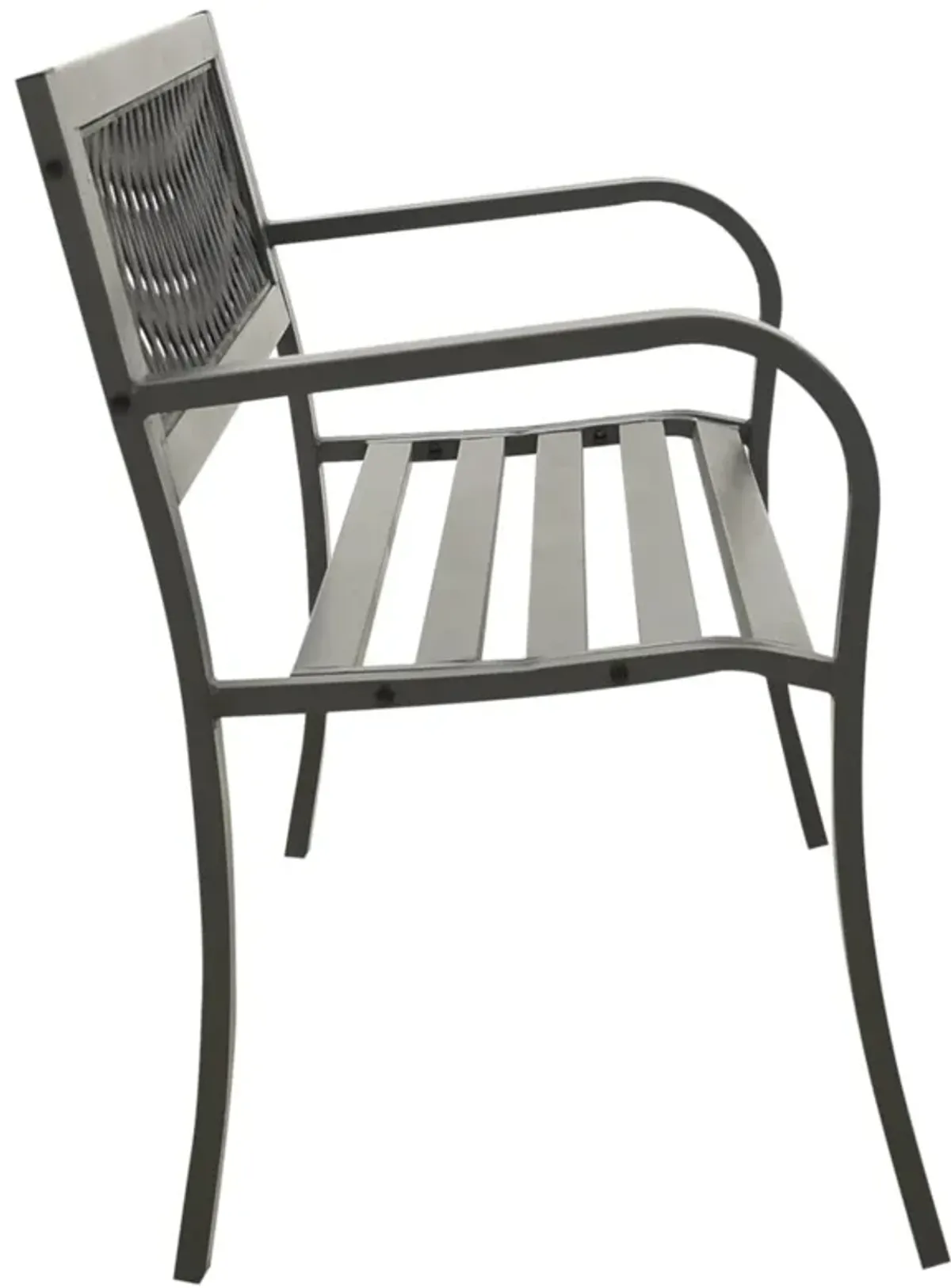 vidaXL Steel Gray Patio Bench - Durable Powder-Coated Construction - Ideal for Patios and Gardens - Compliant with California Proposition 65 Standards.