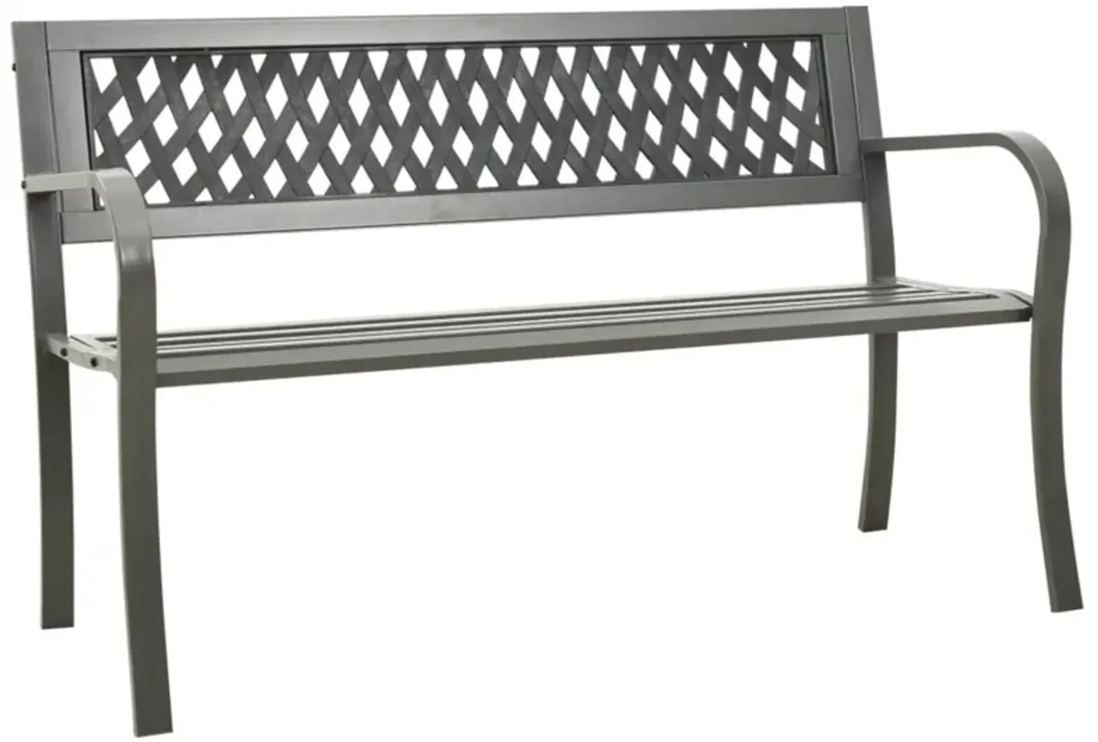 vidaXL Steel Gray Patio Bench - Durable Powder-Coated Construction - Ideal for Patios and Gardens - Compliant with California Proposition 65 Standards.