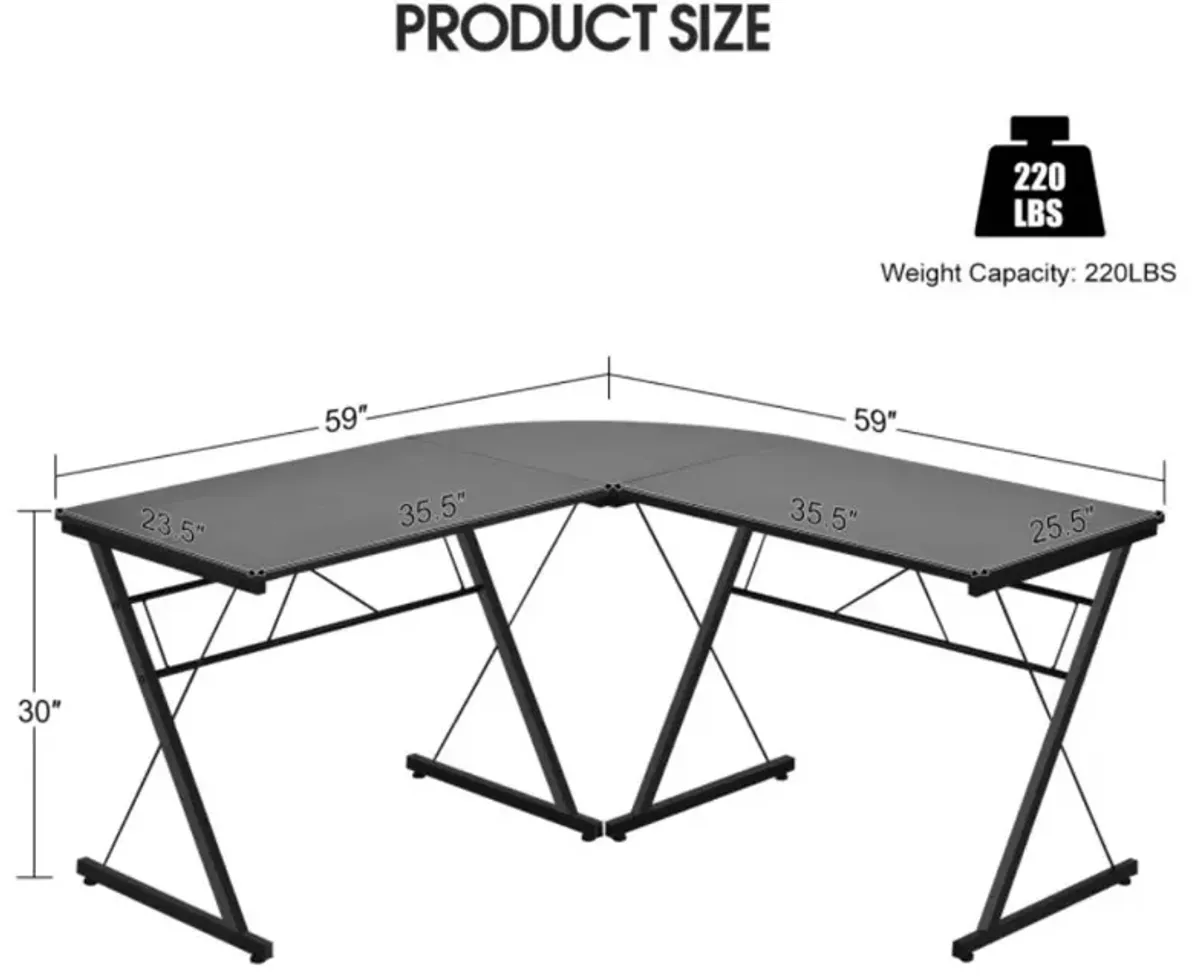 Hivvago 59 Inches L-Shaped Corner Desk Computer Table for Home Office Study Workstation