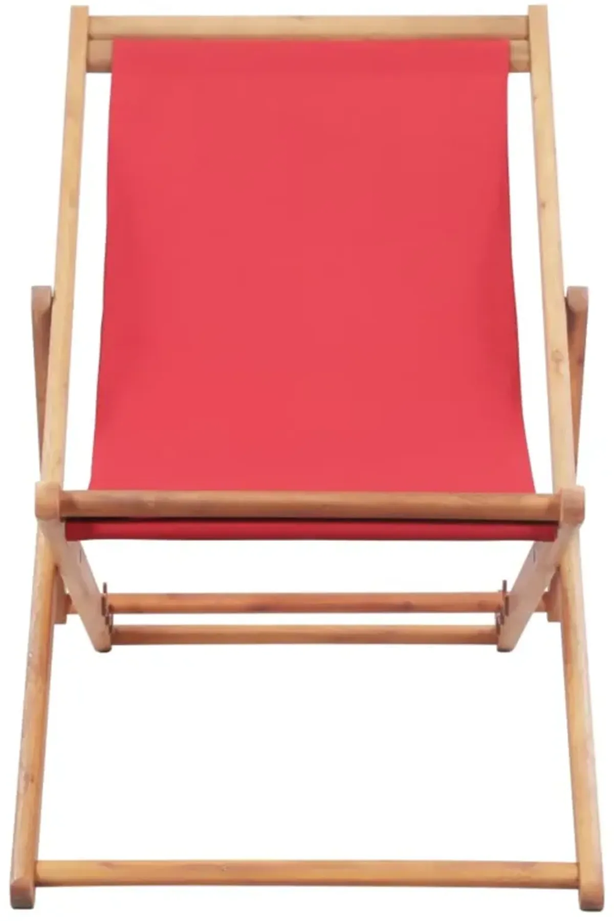 vidaXL Folding Beach Chair Fabric and Wooden Frame Red