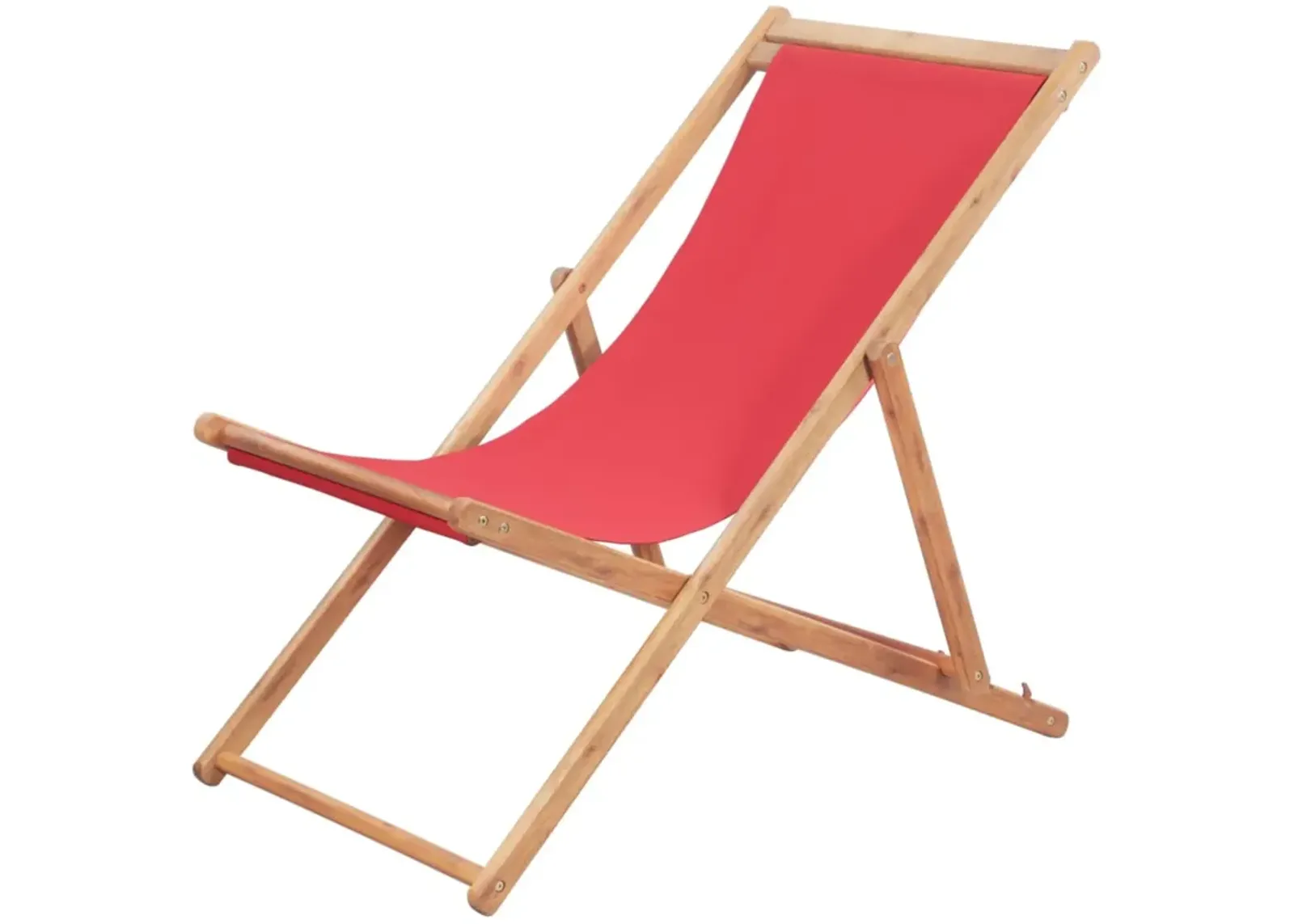 vidaXL Folding Beach Chair Fabric and Wooden Frame Red