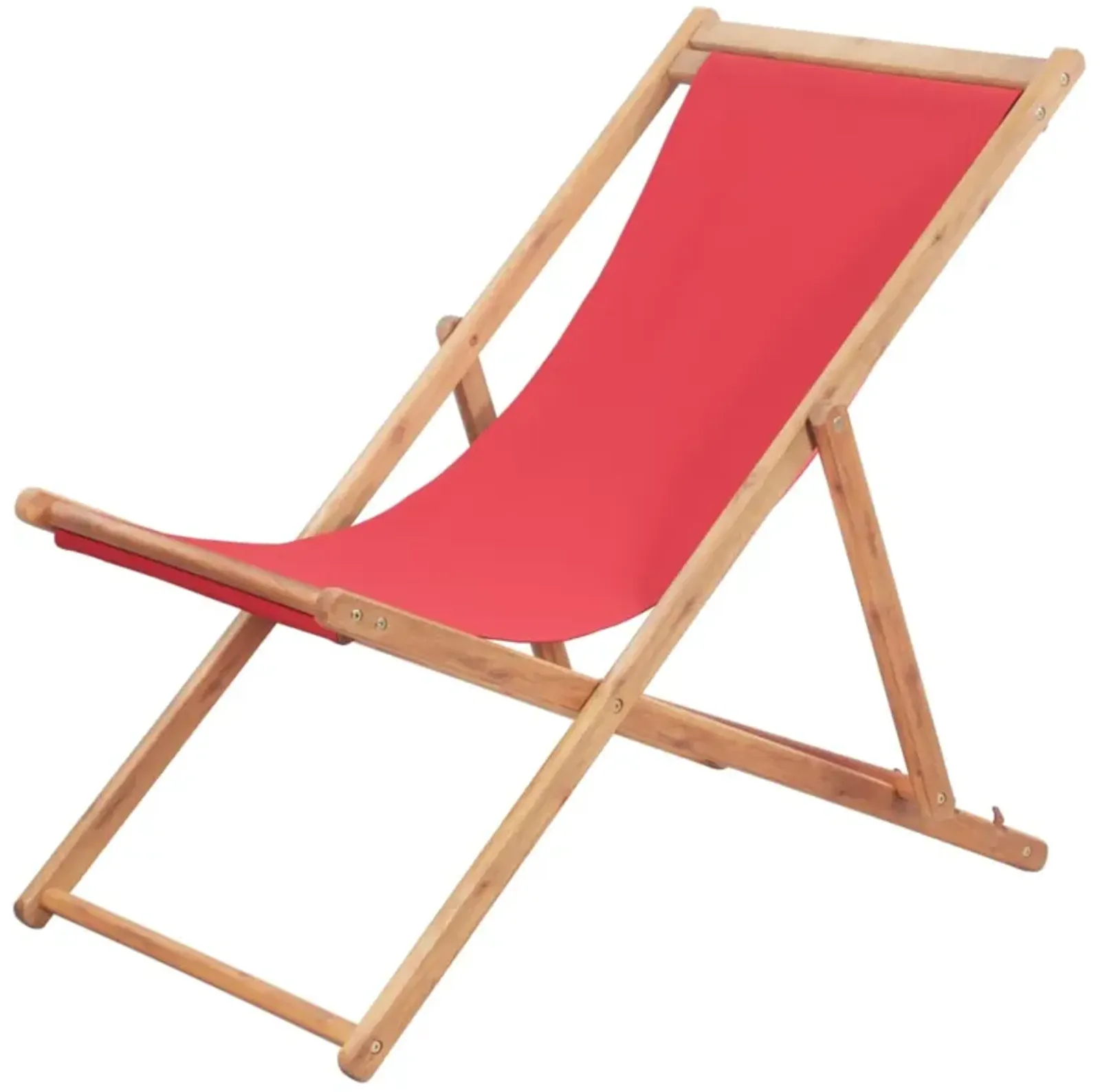 vidaXL Folding Beach Chair Fabric and Wooden Frame Red