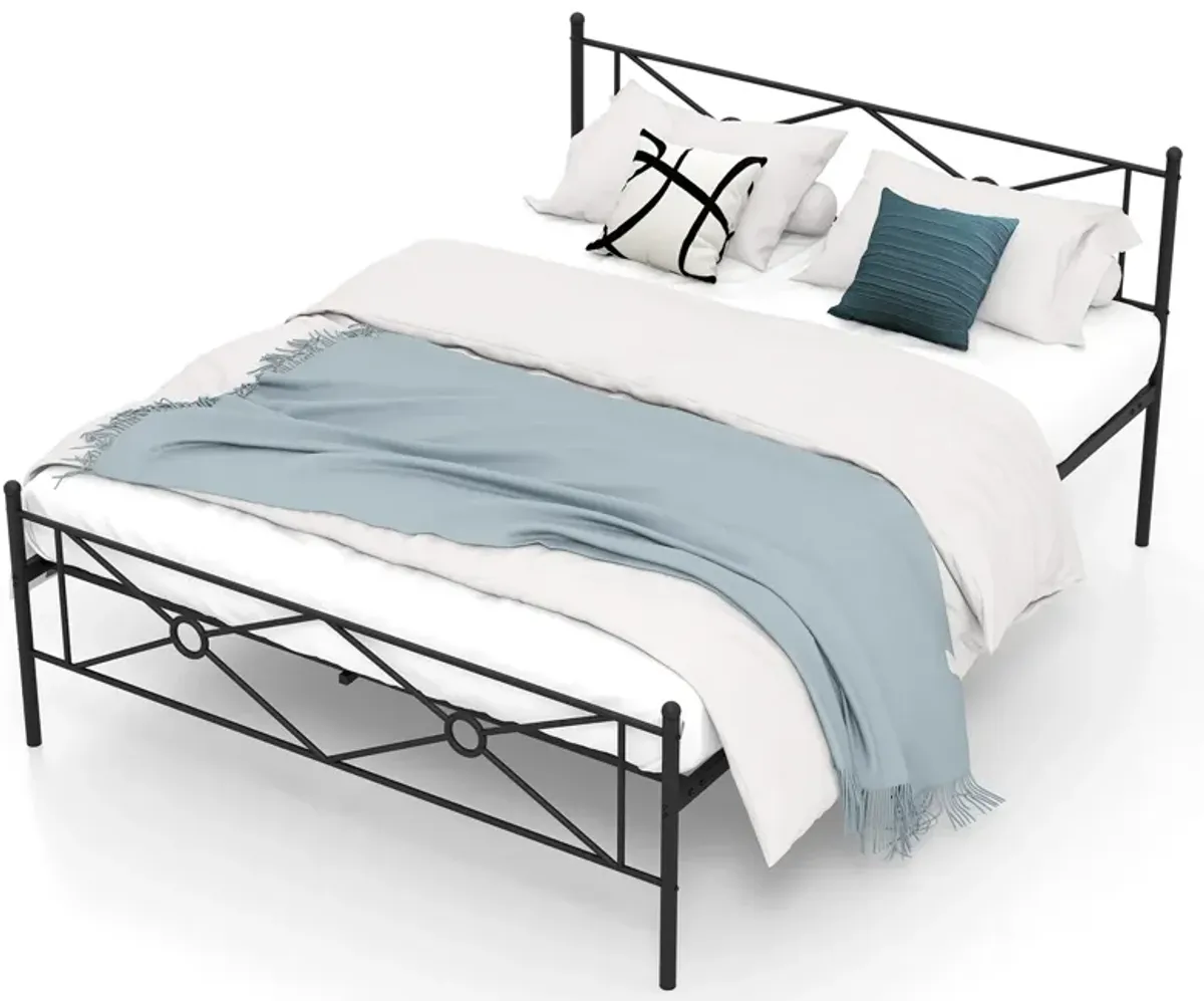 Full/Queen Size Metal Platform Bed Frame with Headboard and Footboard