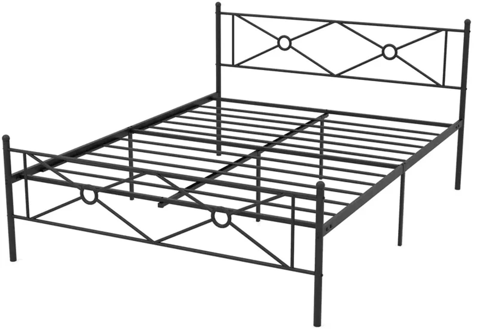 Full/Queen Size Metal Platform Bed Frame with Headboard and Footboard