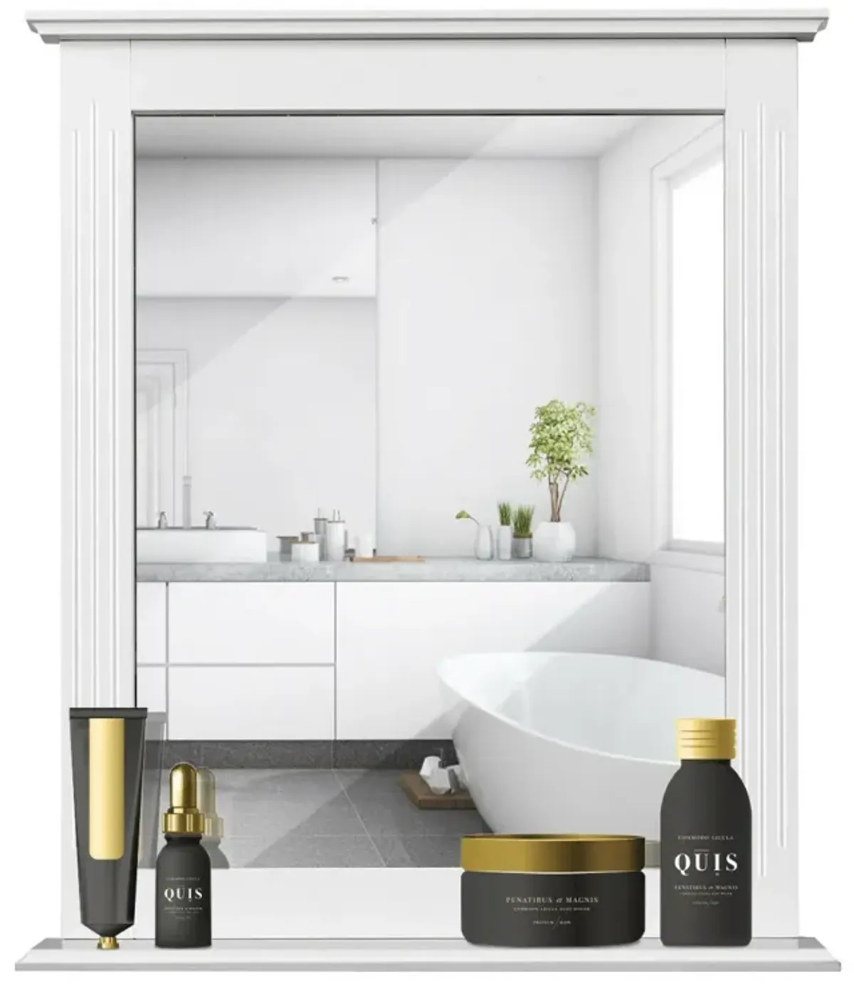 Wall-Mounted Multipurpose Vanity Mirror with Shelf