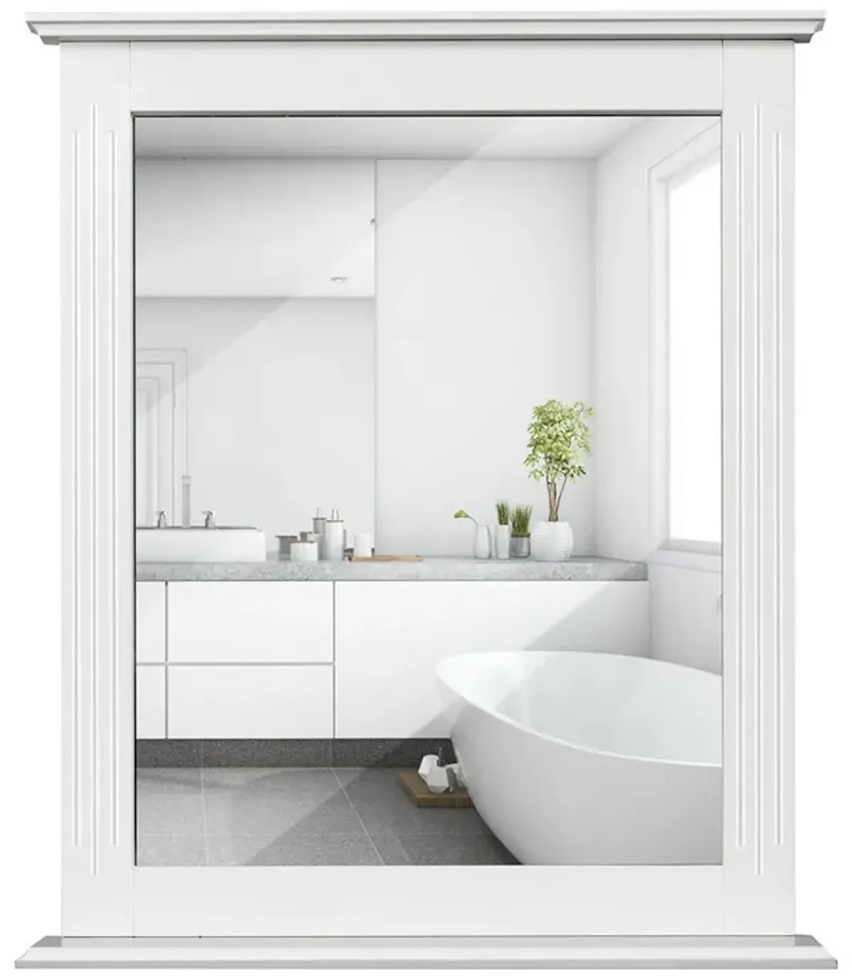 Wall-Mounted Multipurpose Vanity Mirror with Shelf