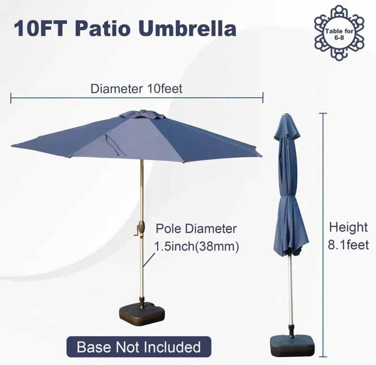 MONDAWE 10 FT Patio Umbrella, Outdoor Table Umbrella with Push Button Tilt and Crank, UV Protection Waterproof Market Sun Umbrella with 8 Sturdy Ribs for Garden, Deck, Backyard, Pool