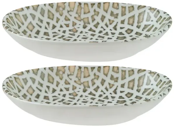 Lapya Wood 6" x 4" x h:1" Organic Decorated Porcelain Platter (Set of 2)
