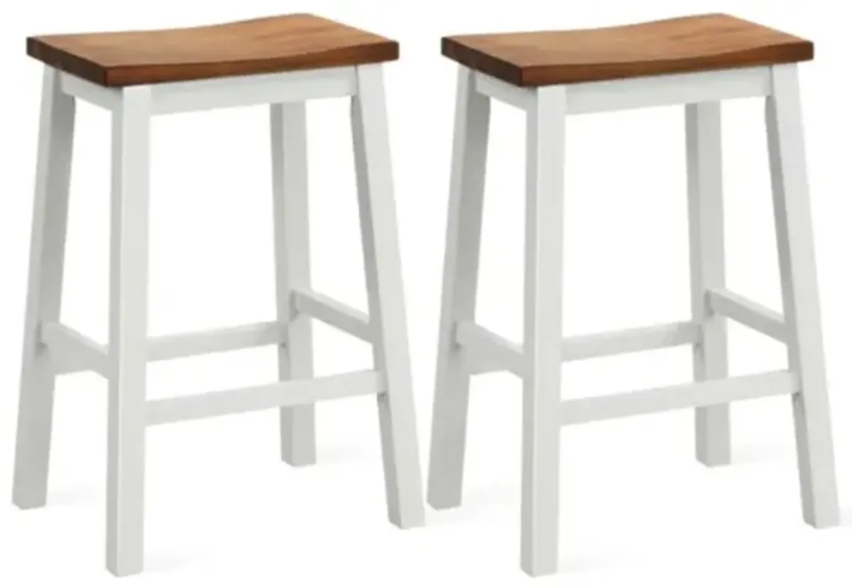 Hivvago 24.5-Inch Set of 2 Saddle Stools Bar Stools with Footrests for Kitchen Island