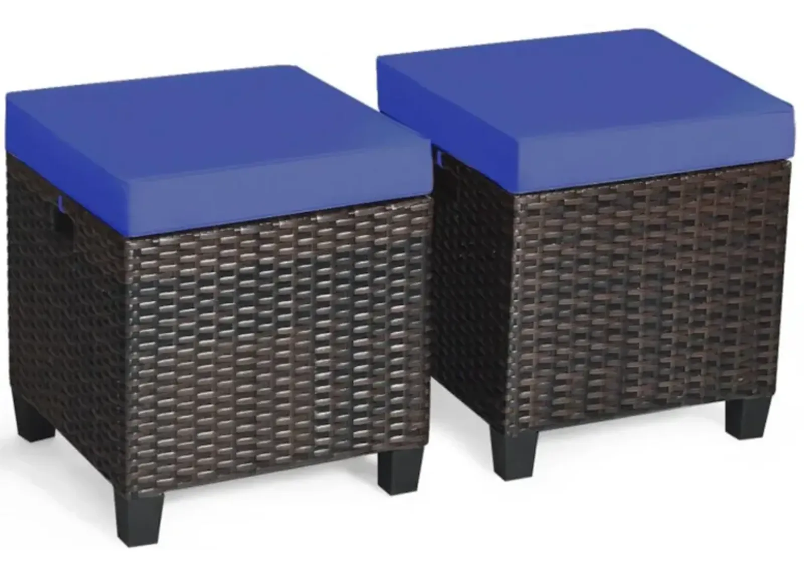 Hivvago 2 Pieces Patio Rattan Ottoman Set with Removable Cushions