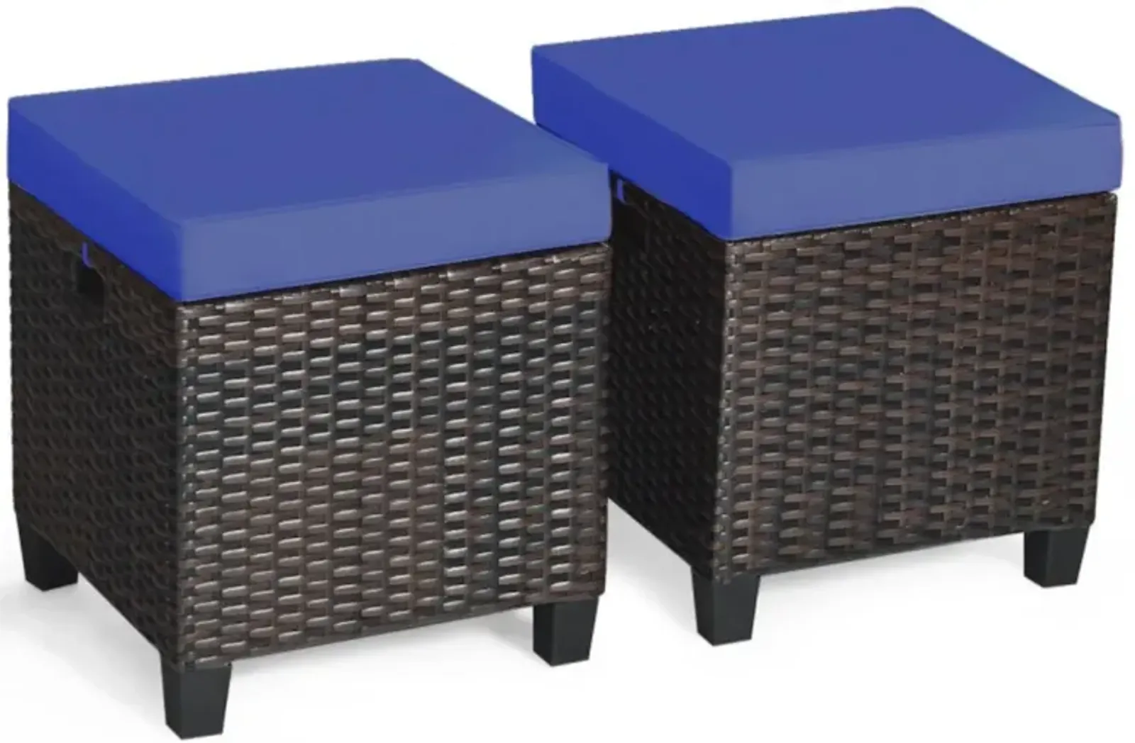 Hivvago 2 Pieces Patio Rattan Ottoman Set with Removable Cushions