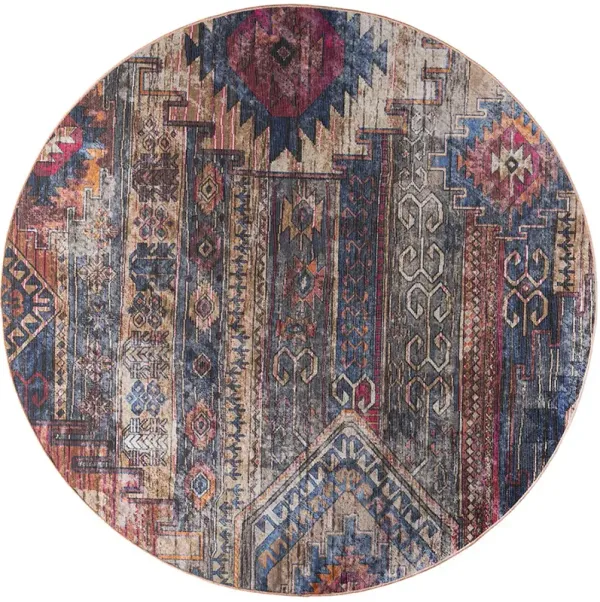 Machine Washable Series 1 SR106 Multicolor 5'3" x Round Rug