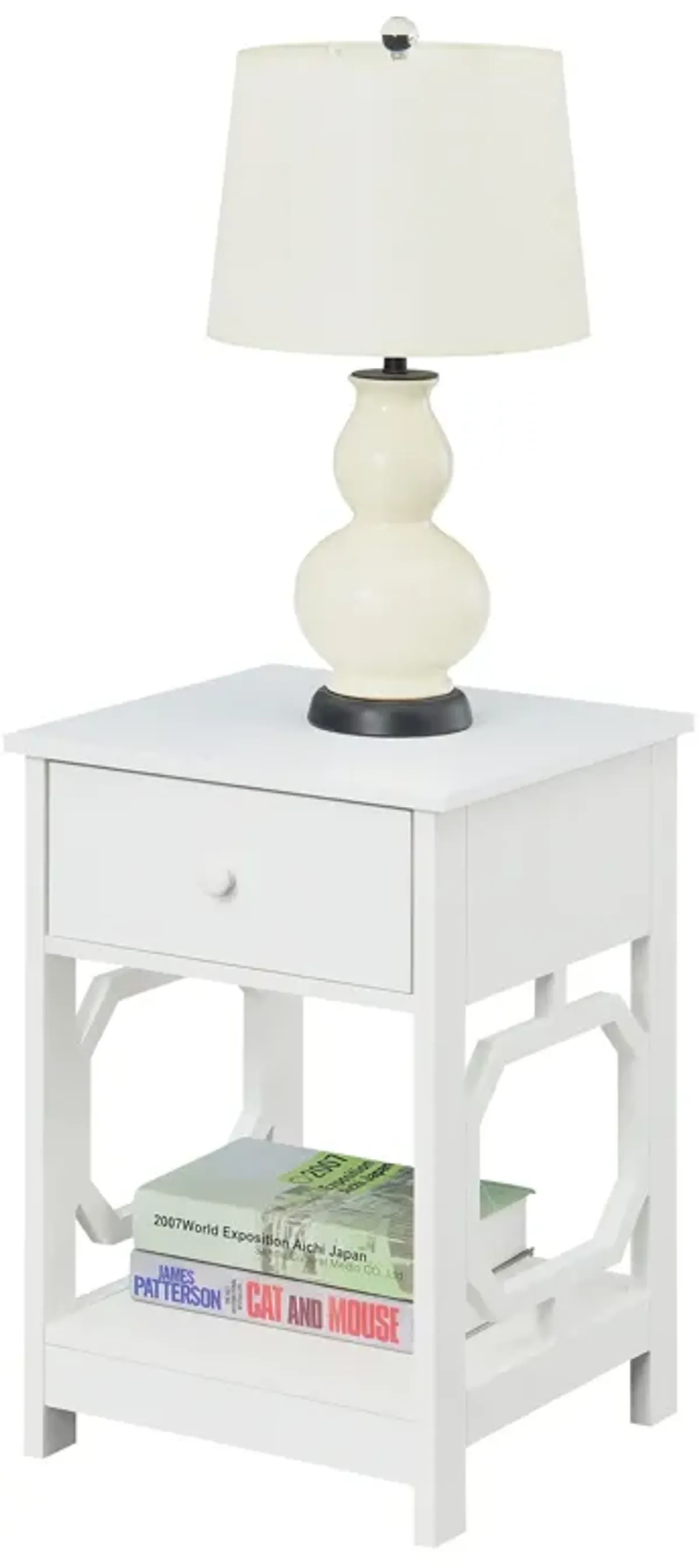 Convenience Concepts Omega 1-Drawer End Table with Shelf, White