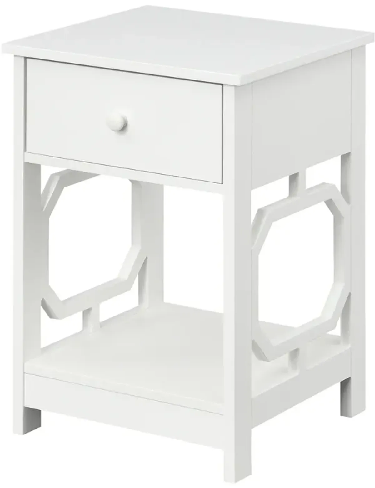 Convenience Concepts Omega 1-Drawer End Table with Shelf, White