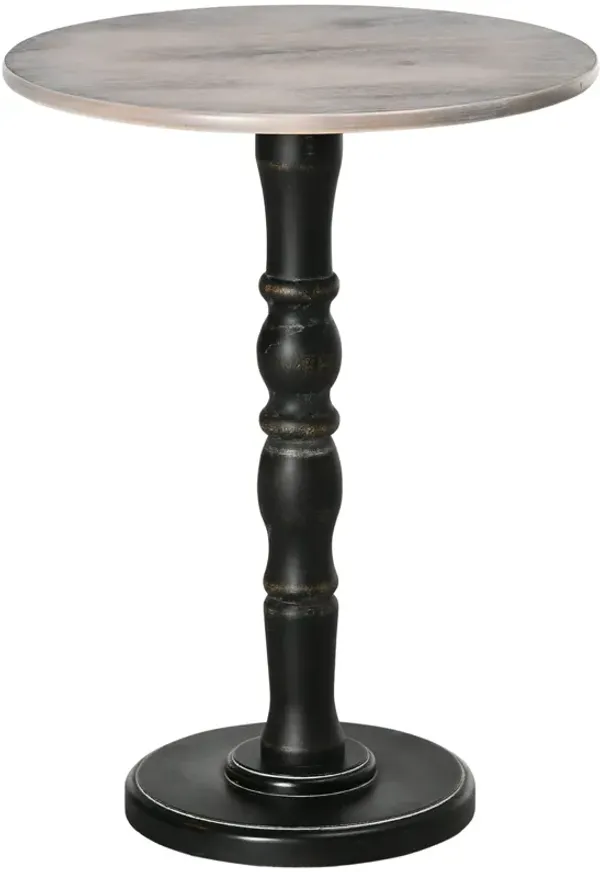 Light Grey/Black Accent: Pedestal Side Table with Round Top
